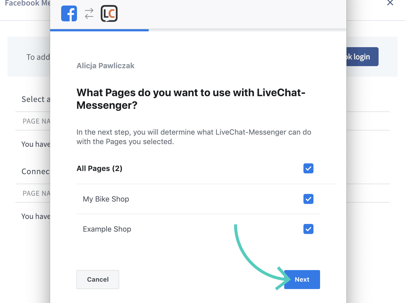 Facebook with live chat