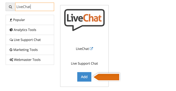 Add LiveChat to SITE123