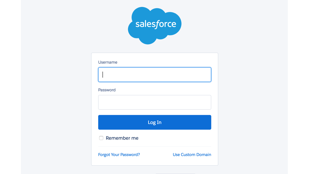 Salesforce login screen