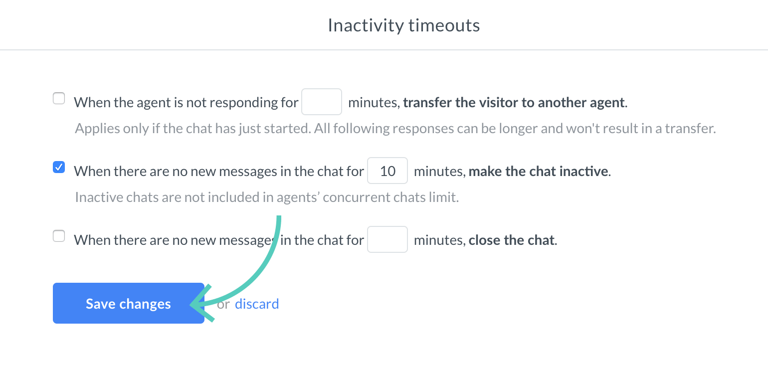 Save changes made to inactivity timeout settings