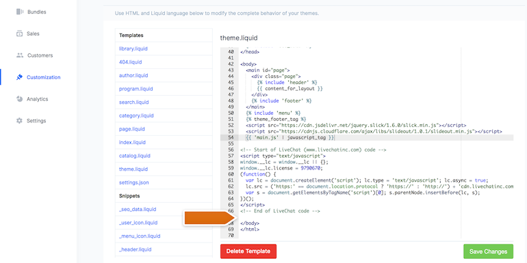 Uscreen-paste-livechat-code