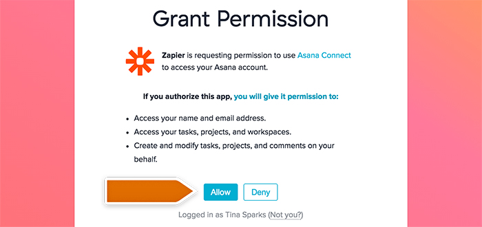 Authorizing application in Zapier