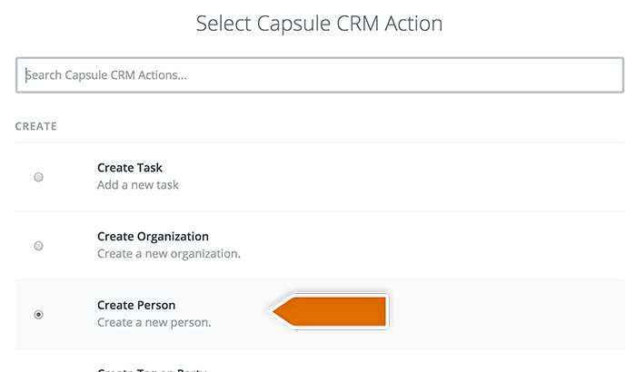 Capsule integration: Choosing Capsule action