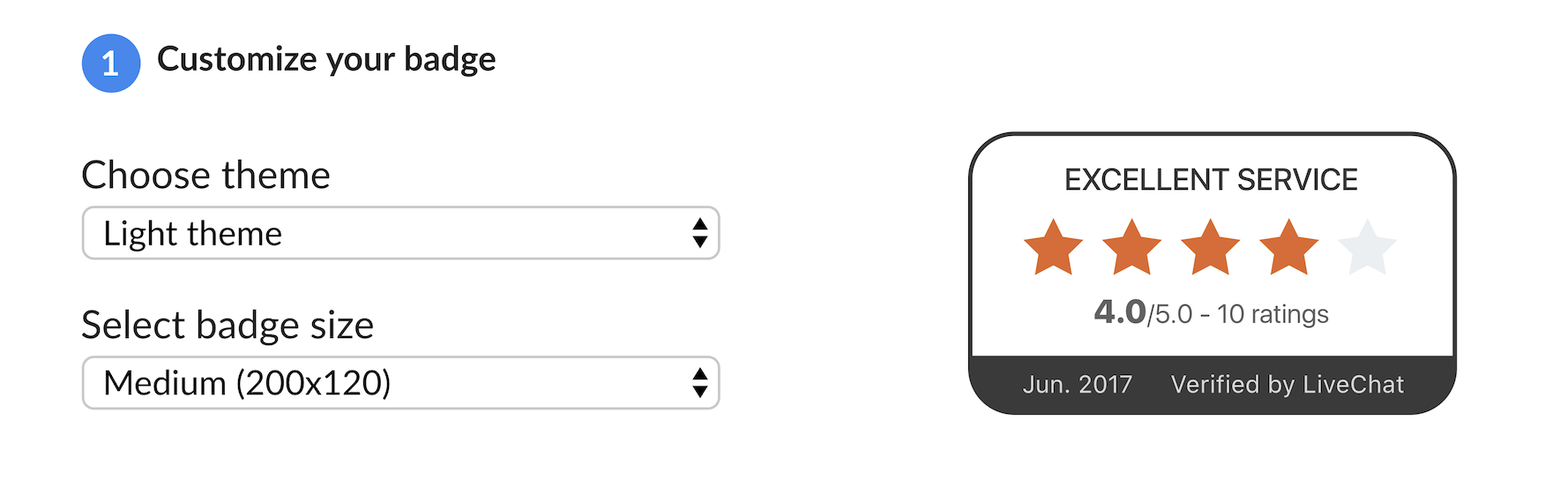 LiveChat Quality Badge customization