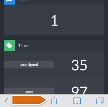 Tap on Share button to add Dashboard to your iOS