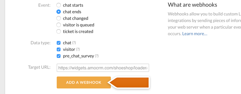 Click on Add a webhook to proceed
