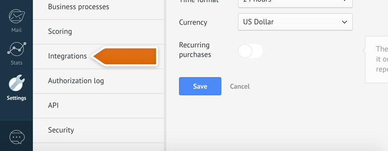 Proceed to the Integrations section
