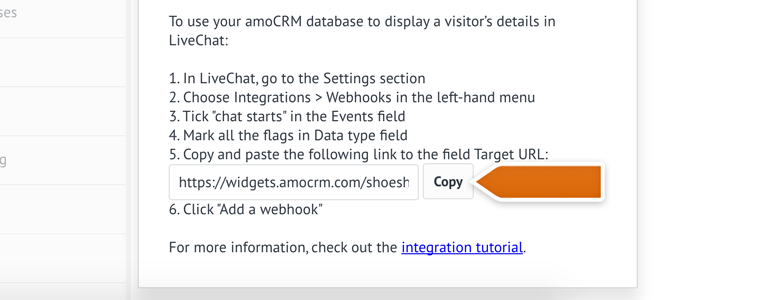 Copying the chat starts webhook and repeat steps 5-7