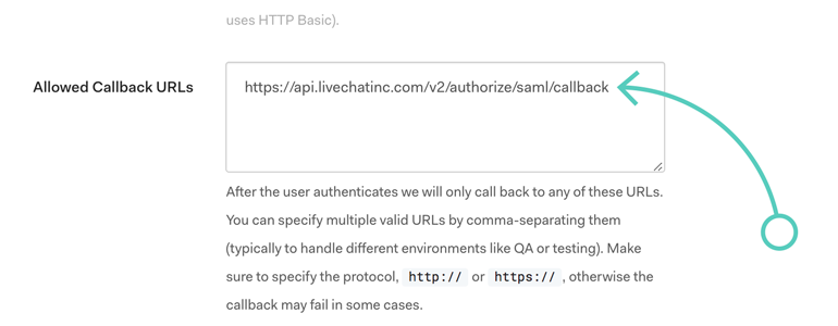 Paste allowed callback into your SSO app settings