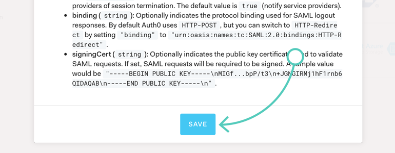 Save changes to your SAML2 WEB APP Addon