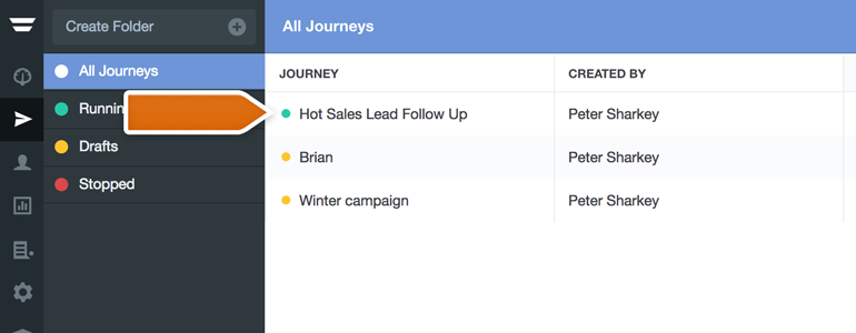 Choose a Journey that will be triggered by a LiveChat tag