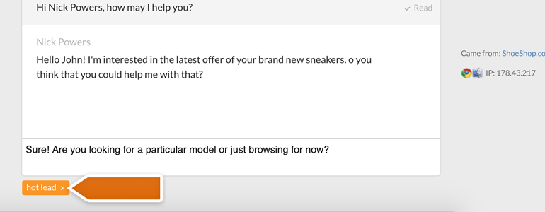 Tag a concurrent chat with your customer