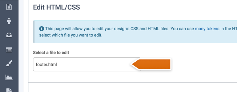 Choose footer.html as the edit file