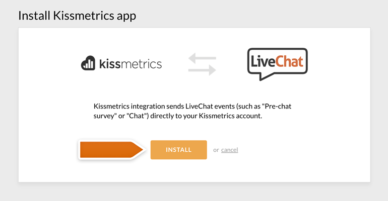 Installing the Kissmetrics integration with LiveChat