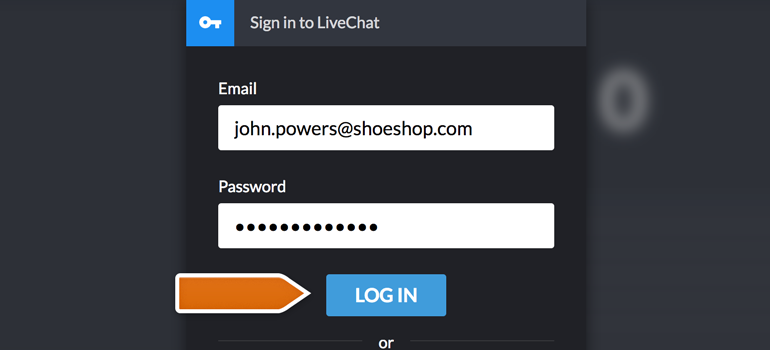 Log in to LiveChat Dashboard