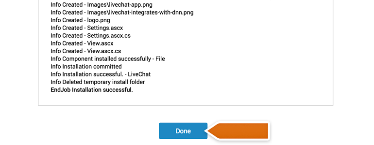 DotNetNuke Chat: click on the Done button