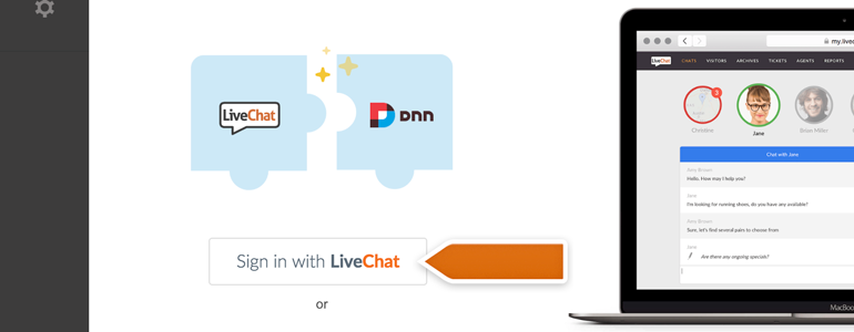 DotNetNuke Chat: click on Sign in with LiveChat