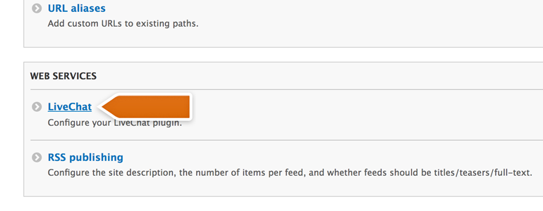 Choose LiveChat from the Web services category