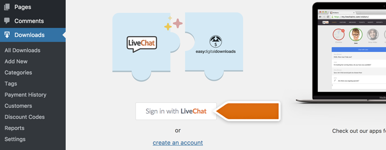 Click on Sign in with LiveChat