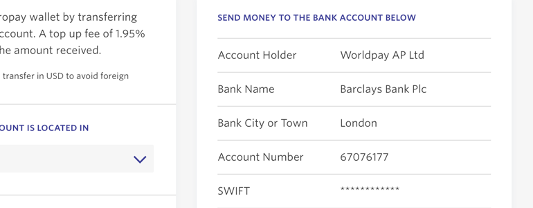 Get bank details and transfer funds from your bank account to Entropay