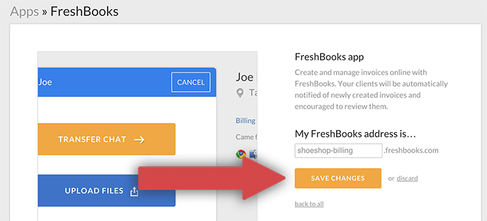 Configuring the FreshBooks app