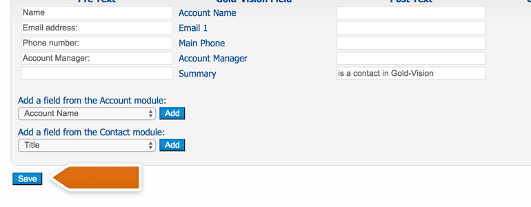 Click on Save to finalize fields mapping