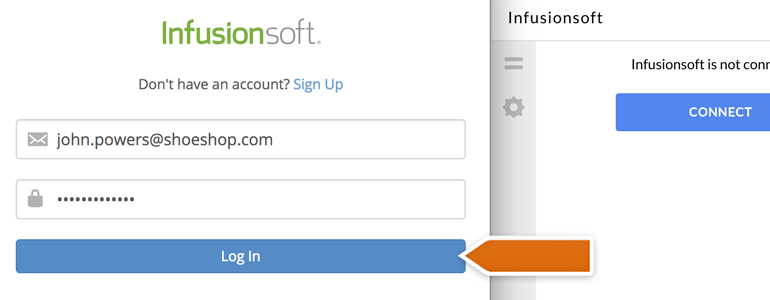 Infusionsoft LiveChat: Provide your Infusionsoft credentials