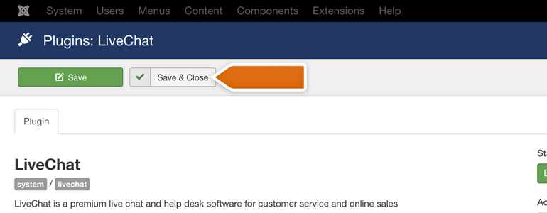 Joomla!: click on the Save & Close
