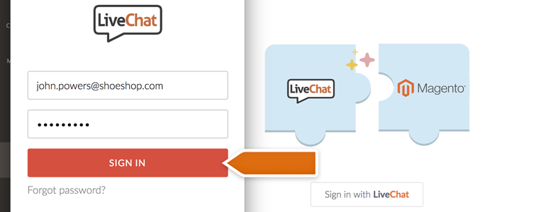 Provide your LiveChat credentials and click on Sign in