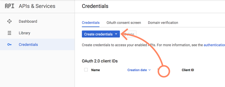 NetSuite LiveChat: Click on Create Credentials button in Google Console