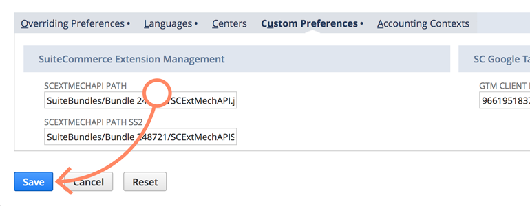 NetSuite LiveChat: Save changes to your GTM client ID configuration