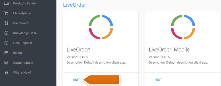 Ordering LiveChat: Log into Ordering and choose your product