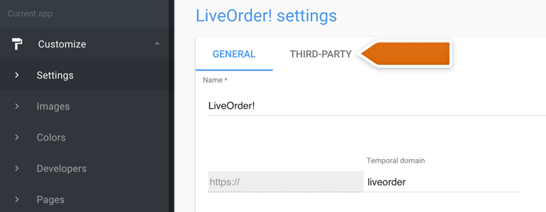 Ordering LiveChat: Go to the Third-party section