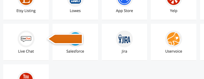 Choose LiveChat from the list of integrations