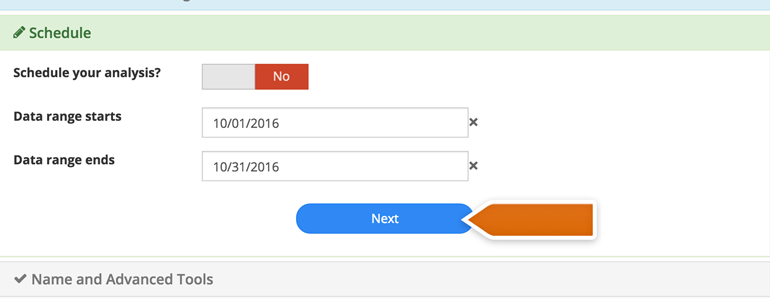 Choose a Data Range to analyze your chats