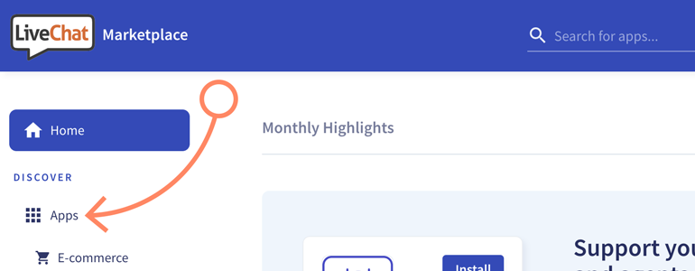 Go to the Apps section in Marketplace