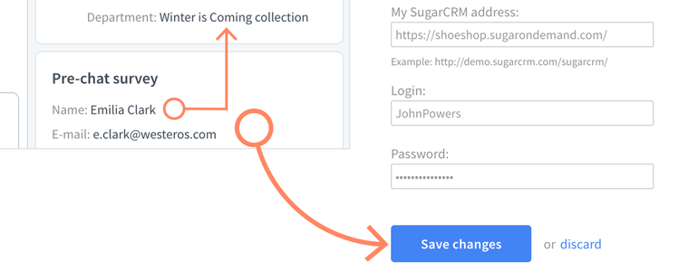 Provide your SugarCRM information and click on Save Changes