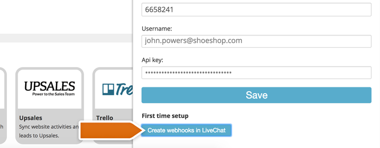 Click on the Create webhooks in LiveChat button to finalize the process