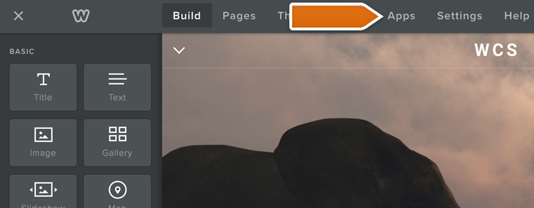 Go to Apps, available at the top of your website editor