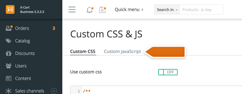 To proceed, go to the Custom JavaScript tab