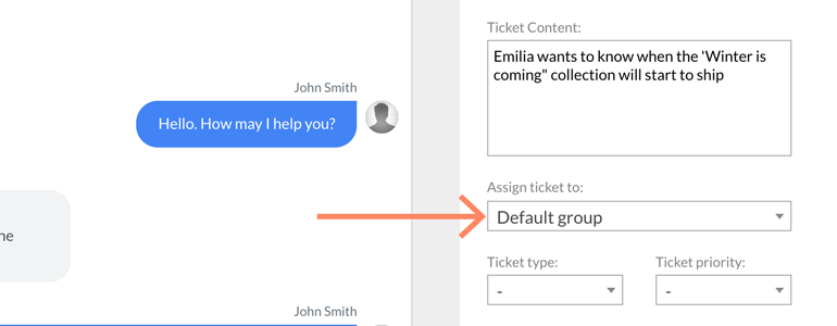 Zendesk LiveChat: assign a ticket to specific group