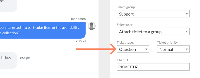 Zendesk LiveChat: choose type and priority of a ticket