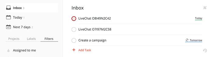 Integration with Todoist: A chat passed as a task