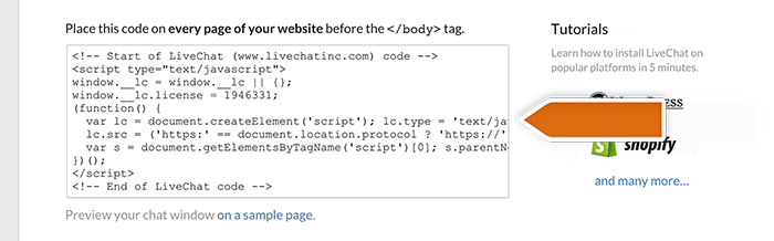 LiveChat tracking code