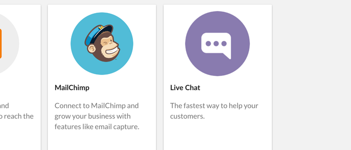 Select Live Chat from the list of available apps