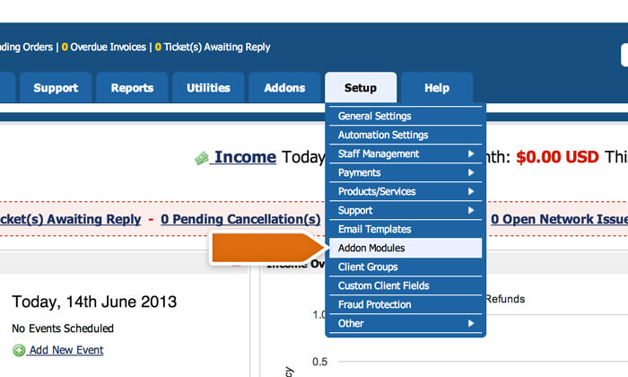 Accessing the Addon modules section