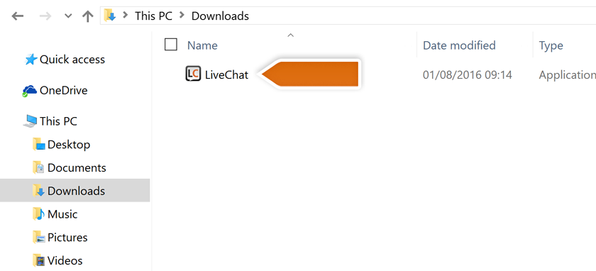 Opening LiveChat installation tool