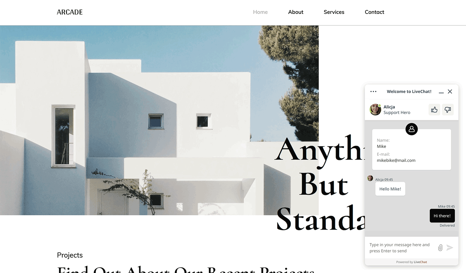 LiveChat chat widget on a 10Web website