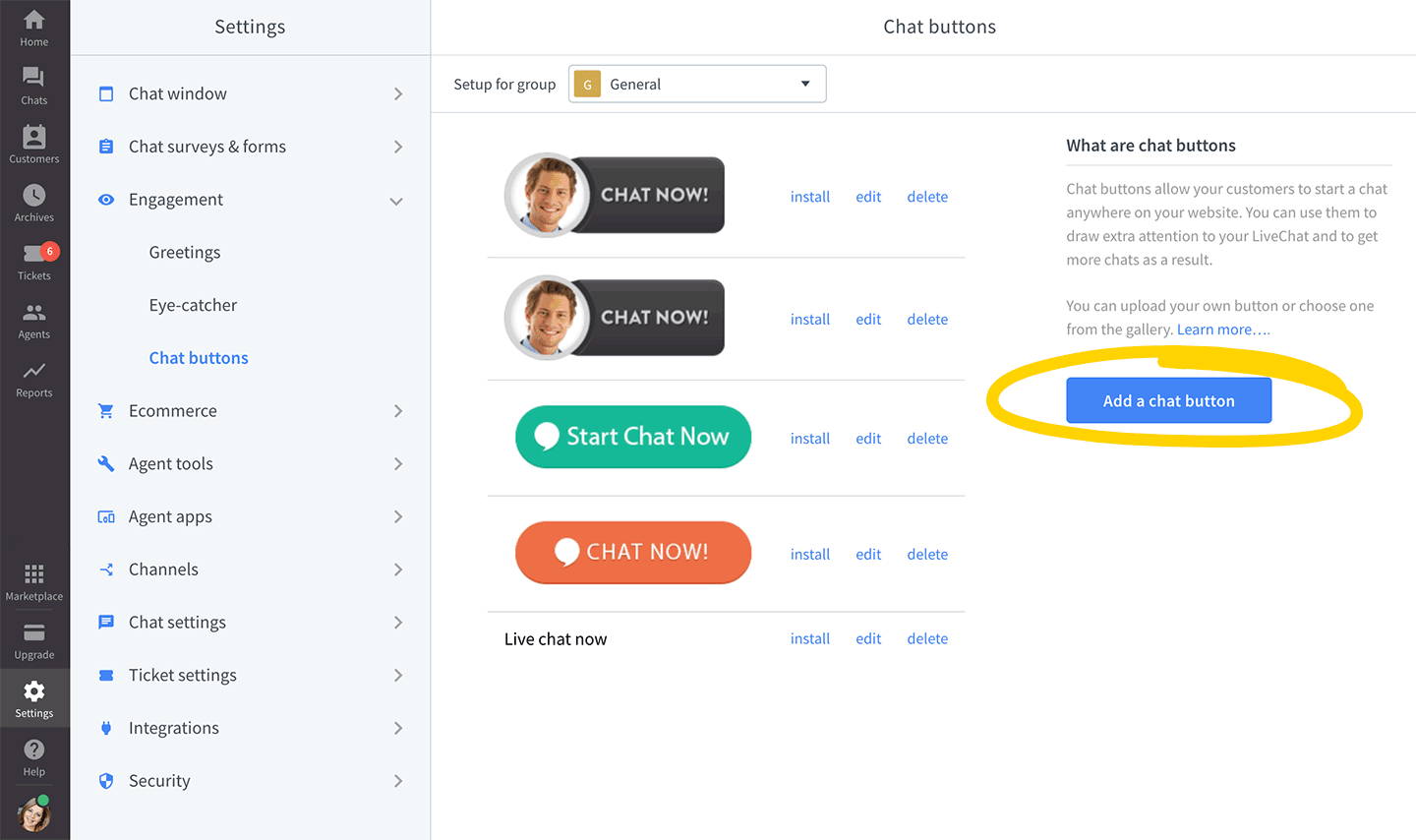 Add a chat button in LiveChat