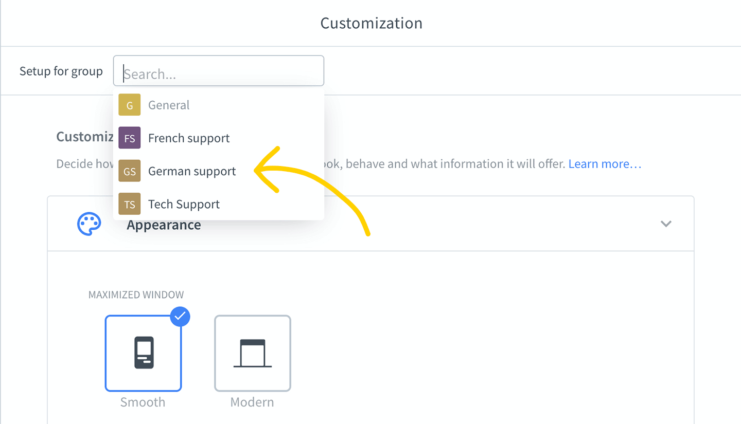 Choose a group to edit its settings